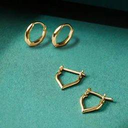 Accessorize London Women's Z Real Gold Plated Hoop Earrings - Pack of 2-image-41