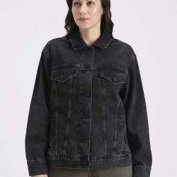 Pepe Jeans Black Cotton Boyfriend Fit Jacket-image-52