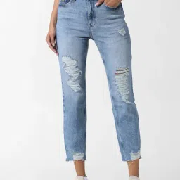 Only Blue Blended Distressed High rise Jeans-image-75