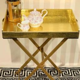 Casagold Gold Foldable Butler Tray Table With Metal Stand-28