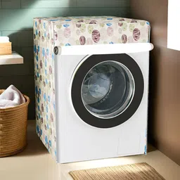 Kuber Industries Blue & Pink Floral Printed Light Weight Front Load Washing Machine Cover-26