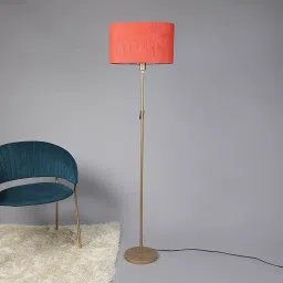 Sanded Edge Red Miller Floor Lamp in Solid Natural Wood Color with Oval Shade for Home, Living Rooms image 3