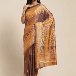 Vaamsi Mauve Printed Saree With Unstitched Blouse-5