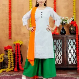 Aarika Girls White Embroidered Kurti-image-21
