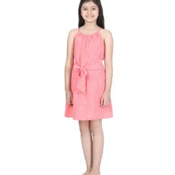 StyleStone Kids Coral Floral Print Dress with Belt-image-78