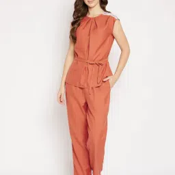 Clovia Peach Full Length Top With Pyjamas-image-22