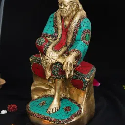 eCraftIndia Gold & Red Brass Sai Baba Handcrafted Idol-image-37