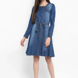 StyleStone Blue Regular Fit A Line Dress-image-43