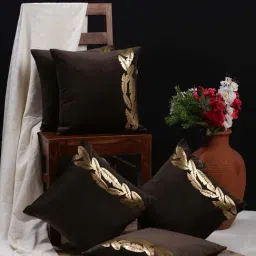 HOSTA HOMES Brown Velvet Cushion Cover - Set of 5-image-92