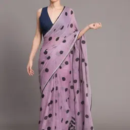 Suta Lavender Cotton Polka Dots Saree Without Blouse-picture-49