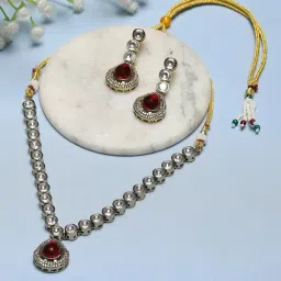 Biba Red Brass Necklace Set-picture-9