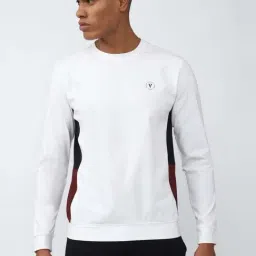 Van Heusen Flex White Regular Fit Colour Block Sweatshirts-image-66