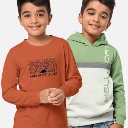 HELLCAT Green & Orange Printed Full Sleeves T-Shirt (Pack Of 2)-image-41