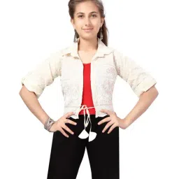 Aarika Kids White Embroidered Jacket-image-78
