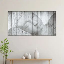 Nestroots Grey & White Buddha Statue In Timeless Monochrome Elegance Wall Painting - Single Frame-22