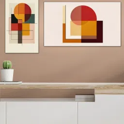 Nestroots Circle and Square Prints Multi Frame Abstract Canvas Wall Painting - Set of 4 image 1