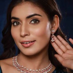 Aatmana Rose Gold-Plated Red & White CZ-Studded Jewellery Set for Women-0