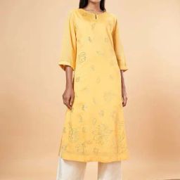Marigold Lane Yellow Cotton Embellished A Line Kurta-picture-27
