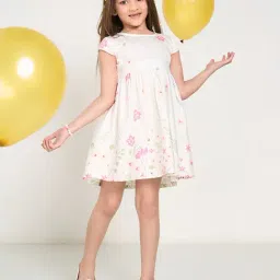 Pantaloons Junior Girls Snow White Floral Print Dress-picture-5