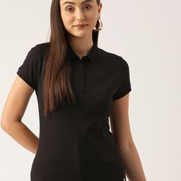 Monte Carlo Women Polo Collar Pure Cotton T-shirt-image-88