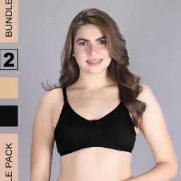 Lux Venus Black & Tan Full Coverage Non-Wired Bra With Adjustable Strap - Pack of 2 image 1