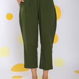 KAORI BY SHREYA AGARWAL Women Relaxed Straight Leg High-Rise Pleated Trousers-image-75