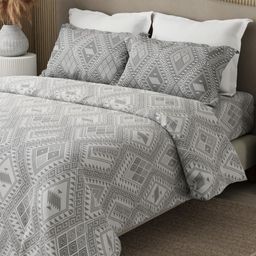 Boutique Living India Grey Geometric 152 TC Queen Bedsheet with 2 Pillow Covers-image-8