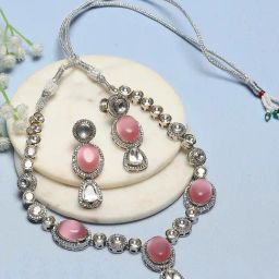 Biba Silver-Plated Stone-Studded Necklace and Earrings-picture-48