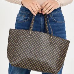 Styli Brown Textured Handbag-18