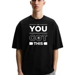 Fashnobic Men Typography Printed Round Neck Cotton Oversized T-shirt-image-34