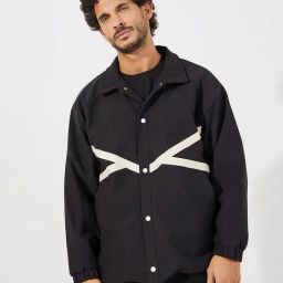 Styli Black Regular Fit Striped Jacket-14