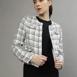 Centrestage White & Black Chequered Blazer-image-73