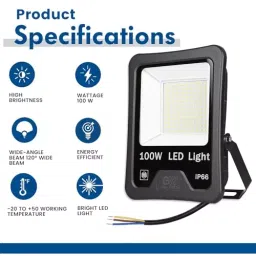 GIGAWATTS Smart Bright LED Flood Light 100 W IP66 Multi-Functional Cool White, GW-FL02 image 3