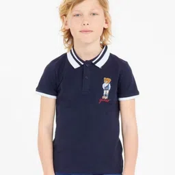 GUESS kids Boys Graphic Printed Polo Collar Cotton T-shirt-image-93