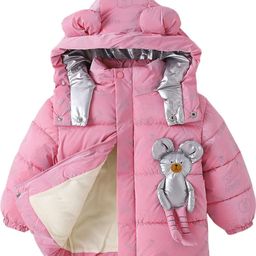 Hopscotch Kids Girls Silver Teddy Bear Applique Pink Long Coat-picture-0