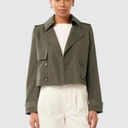 Forever New Green Regular Fit Solid Coat-13