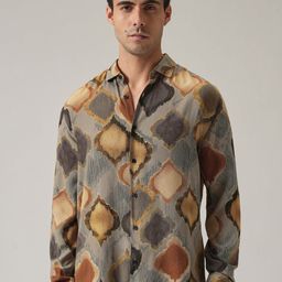 Banana Club Men Classic Slim Fit Abstract Printed Casual Shirt-image-57
