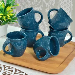 Myntra Elegant Homes Blue & White 6 Pieces Ceramic Glossy Cups-image-80