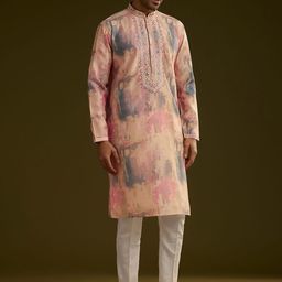 KALKI Fashion Men Printed Regular Thread Work Kurta with Pyjamas image 4