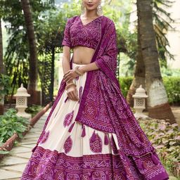 LOOKNBOOK ART Printed Ready to Wear Lehenga & Unstitched Blouse With Dupatta-image-63