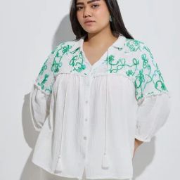 Gia by Westside White Botanical Embroidered Blouse-picture-15