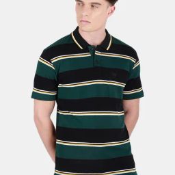 Duke Bottle Green Regular Fit Striped Polo T-Shirt-picture-33