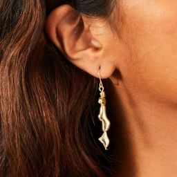 Accessorize London Women's Gold Wavey Molten Drop Earrings-image-37