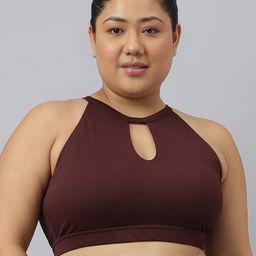 Fitkin Plus Size Halter Neck High Support Sports Bra-48