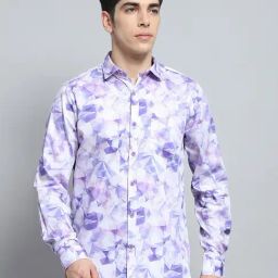 Monte Carlo Purple Cotton Regular Fit Printed Shirt-image-39