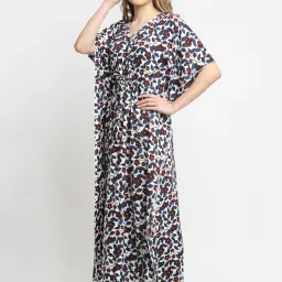 Claura Multicolor Printed Kaftan Nighty image 3