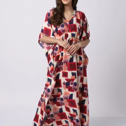 Claura Multicolor Printed Kaftan Nighty image 1