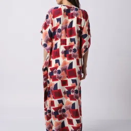 Claura Multicolor Printed Kaftan Nighty image 2