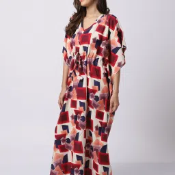 Claura Multicolor Printed Kaftan Nighty image 3