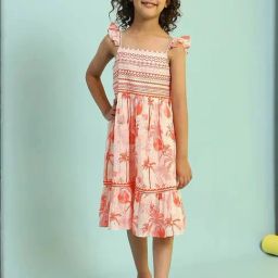 Biba Kids Multicolor Printed Regular Fit Dress-8